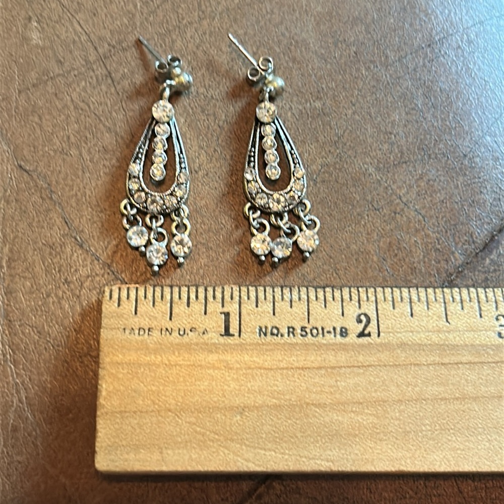 Rhinestone Stud Drop Earrings - image 5